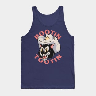 Rootin Tootin - Cowboy Cat Retro Cartoon Mascot Tank Top